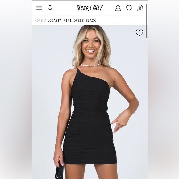 NWOT Princess Polly JOCASTA MINI Ribbed One Shoulder Black Dress - Picture 4 of 16